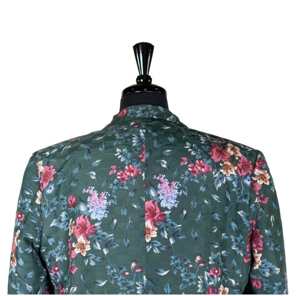 Mens Blazer Floral Green Pink Flowers Dress Formal Jacket Wedding Sport Coat 42R - Picture 7 of 8